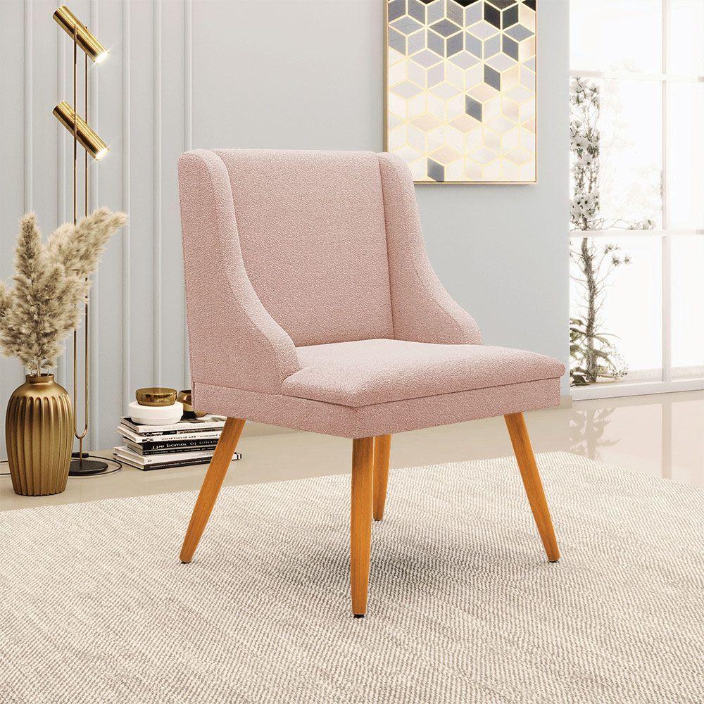 Cadeira Sala De Jantar Pé Palito Castanho Liz Bouclê Rose D03 - D'rossi - 2