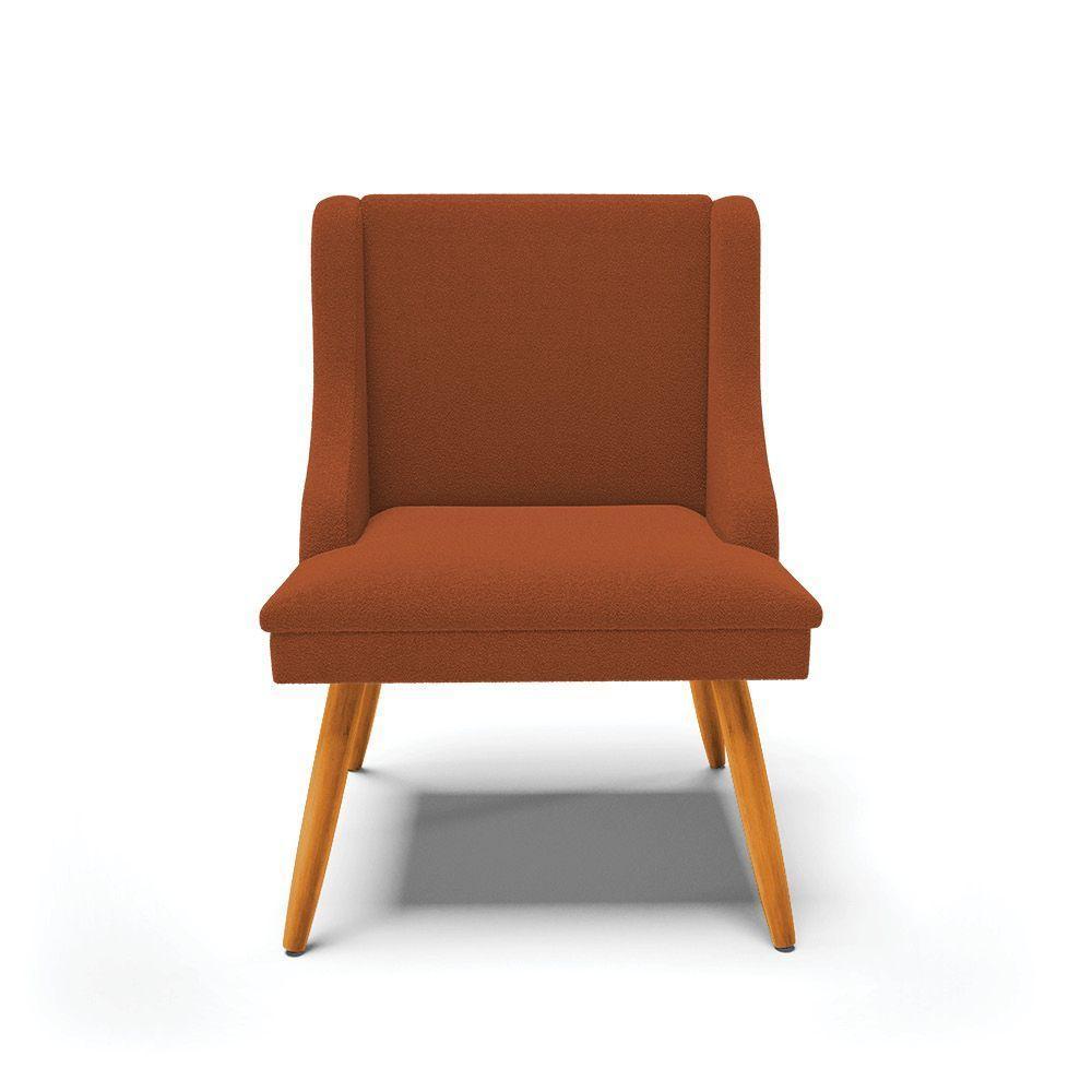 Cadeira Sala De Jantar Pé Palito Castanho Kit 6 Liz Bouclê Terra D03 - D'rossi - 6