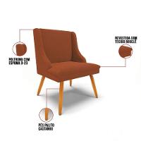 Cadeira Sala De Jantar Pé Palito Castanho Kit 6 Liz Bouclê Terra D03 - D'rossi - 3