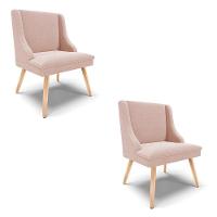 Cadeira Sala De Jantar Pé Palito Natural Kit 2 Liz Bouclê Rose D03 - D'rossi - 1