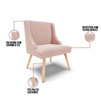 Cadeira Sala De Jantar Pé Palito Natural Kit 2 Liz Bouclê Rose D03 - D'rossi - 3