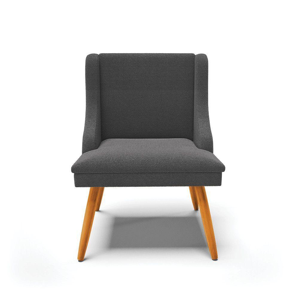 Cadeira Sala De Jantar Pé Palito Castanho Kit 6 Liz Bouclê Grafite D03 - D'rossi - 6