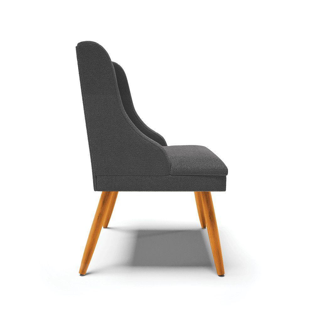 Cadeira Sala De Jantar Pé Palito Castanho Kit 6 Liz Bouclê Grafite D03 - D'rossi - 7