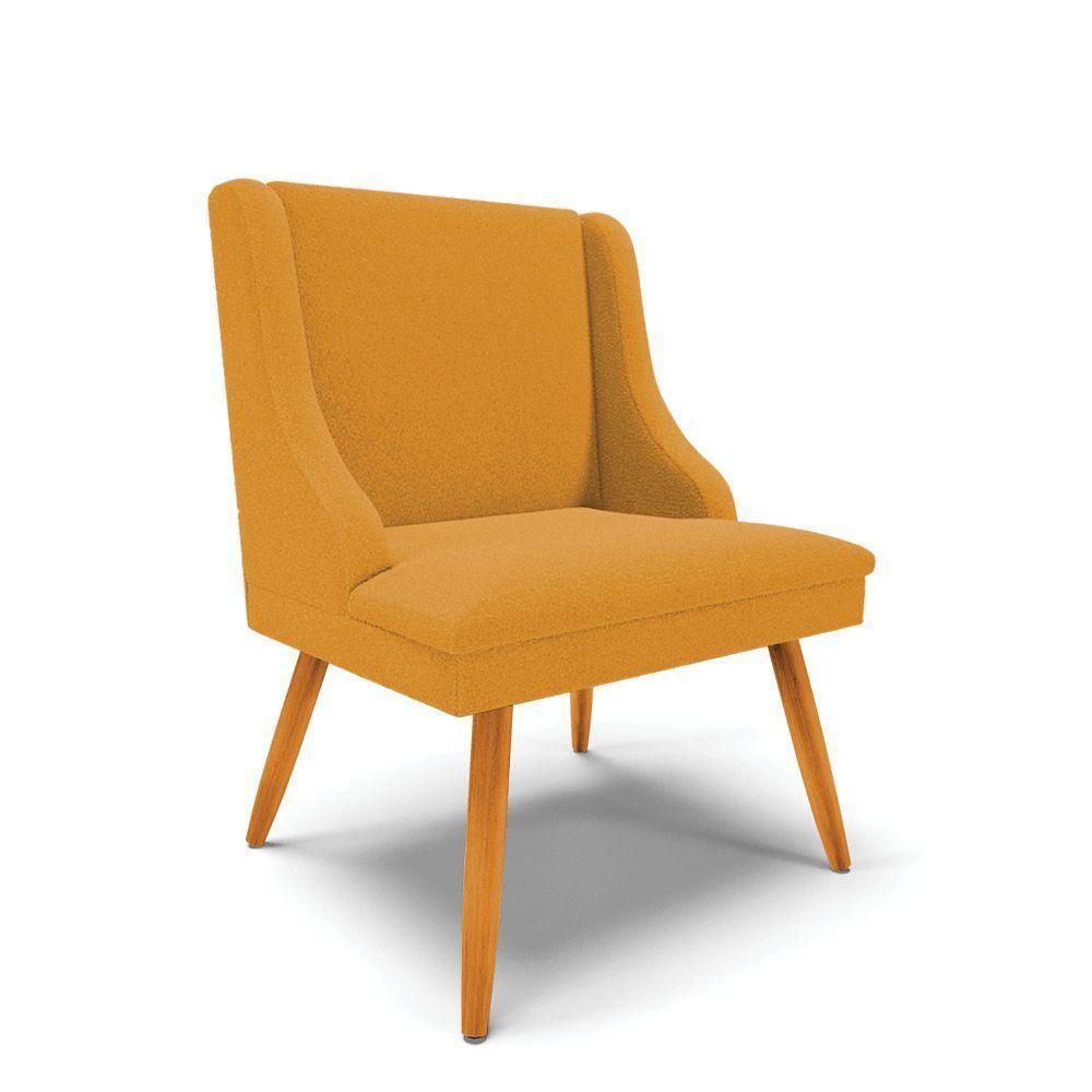 Cadeira Sala De Jantar Pé Palito Castanho Kit 6 Liz Bouclê Mostarda D03 - D'rossi - 5