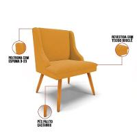 Cadeira Sala De Jantar Pé Palito Castanho Kit 6 Liz Bouclê Mostarda D03 - D'rossi - 3