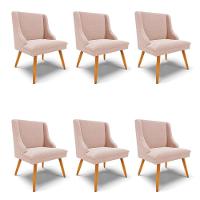 Cadeira Sala De Jantar Pé Palito Castanho Kit 6 Liz Bouclê Rose D03 - D'rossi - 1