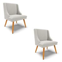 Cadeira Sala De Jantar Pé Palito Castanho Kit 2 Liz Bouclê Cinza D03 - D'rossi - 1