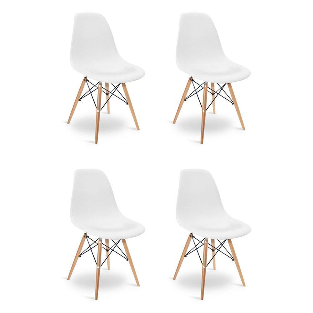 Cadeira Sala De Jantar Kit4 Eiffel Eames Base Madeira Branco F02 - D'rossi - 1