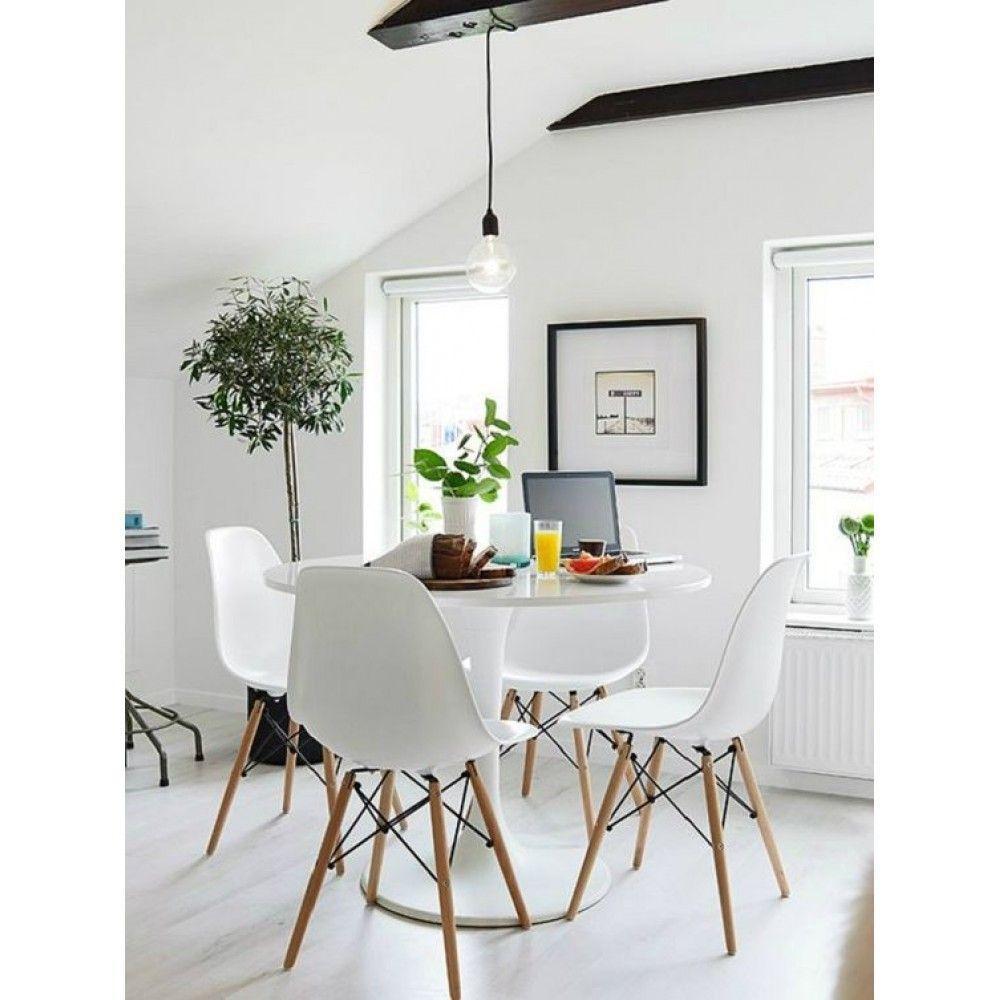Cadeira Sala De Jantar Kit4 Eiffel Eames Base Madeira Branco F02 - D'rossi - 2