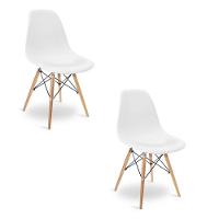Cadeira Sala De Jantar Kit2 Eiffel Eames Base Madeira Branco F02 - D'rossi - 1