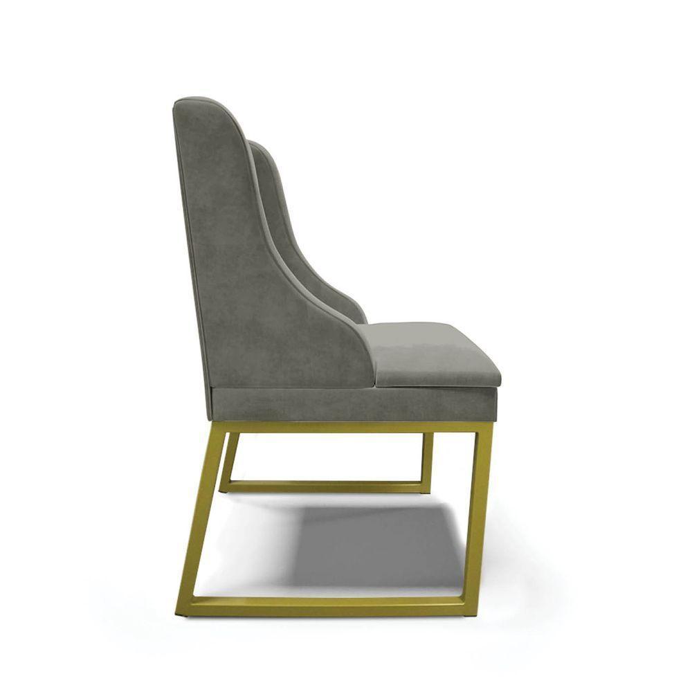 Cadeira Sala De Jantar Industrial Dourado Liz Suede Grafite D03 - D'rossi - 5