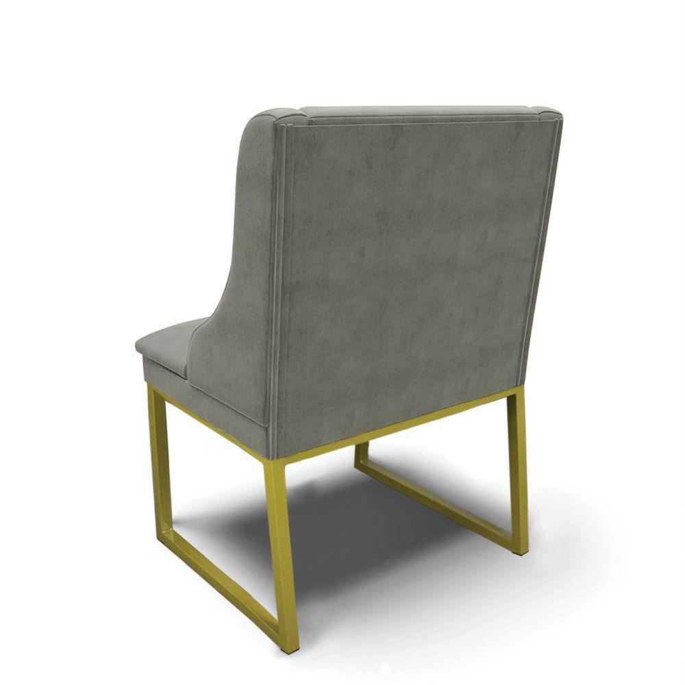 Cadeira Sala De Jantar Industrial Dourado Liz Suede Grafite D03 - D'rossi - 6