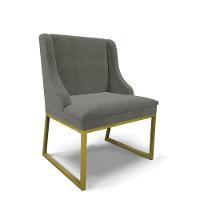 Cadeira Sala De Jantar Industrial Dourado Liz Suede Grafite D03 - D'rossi - 1