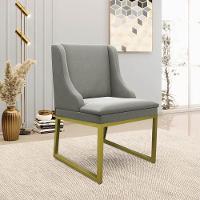 Cadeira Sala De Jantar Industrial Dourado Kit 2 Liz Suede Grafite D03 - D'rossi - 2