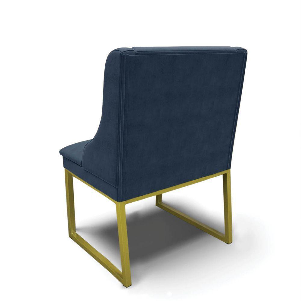 Cadeira Sala De Jantar Industrial Dourado Liz Suede Azul Marinho D03 - D'rossi - 6