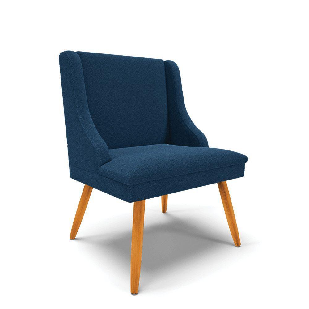 Cadeira Sala De Jantar Pé Palito Castanho Kit 2 Liz Bouclê Azul D03 - D'rossi - 6