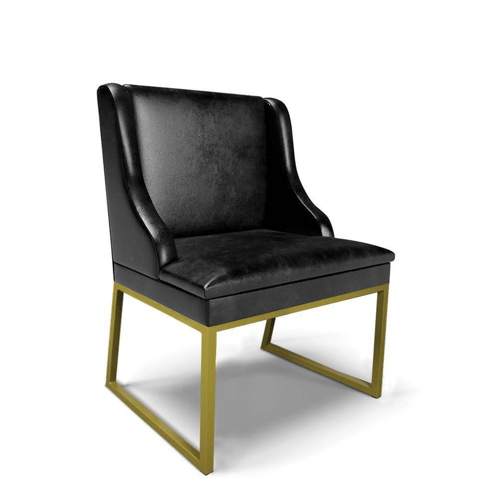 Cadeira Sala De Jantar Industrial Dourado Liz Sintético Pu Preto D03 - D'rossi - 1