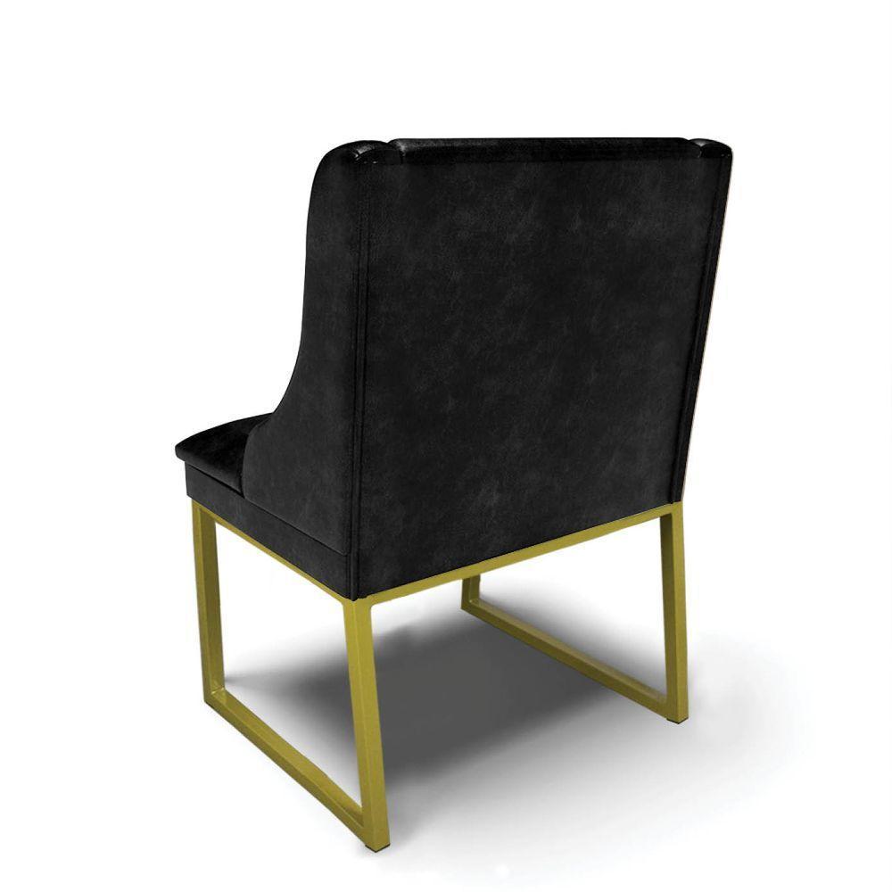 Cadeira Sala De Jantar Industrial Dourado Liz Sintético Pu Preto D03 - D'rossi - 6