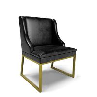 Cadeira Sala De Jantar Industrial Dourado Liz Sintético Pu Preto D03 - D'rossi - 1