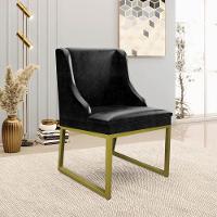 Cadeira Sala De Jantar Industrial Dourado Liz Sintético Pu Preto D03 - D'rossi - 2