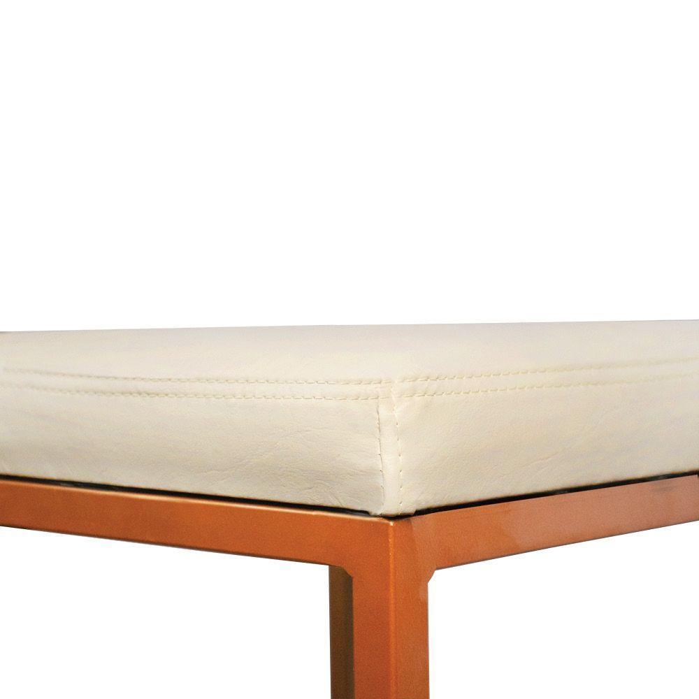 Banqueta Alta Para Cozinha Industrial Kit 2 Nick Bronze E Sintético D03 - D'rossi Cor Branco - 8