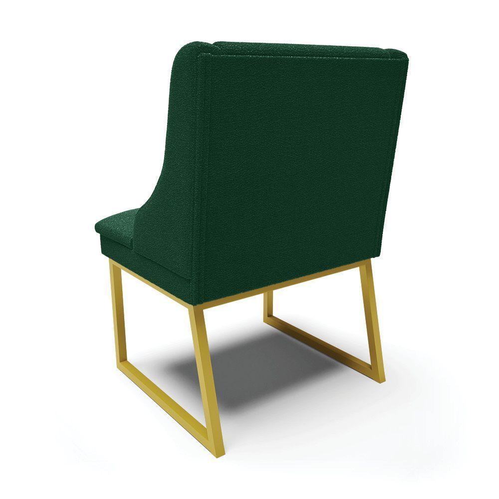 Cadeira Sala De Jantar Industrial Dourado Liz Bouclê Verde D03 - D'rossi - 6