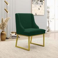 Cadeira Sala De Jantar Industrial Dourado Liz Bouclê Verde D03 - D'rossi - 2