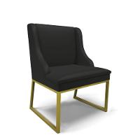 Cadeira Sala De Jantar Industrial Dourado Liz Sintético Preto D03 - D'rossi - 1