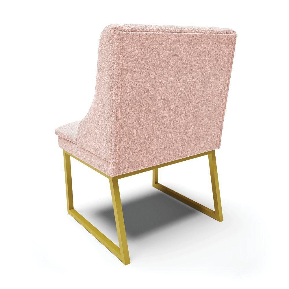 Cadeira Sala De Jantar Industrial Dourado Kit 2 Liz Bouclê Rosê D03 - D'rossi - 8