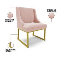 Cadeira Sala De Jantar Industrial Dourado Kit 2 Liz Bouclê Rosê D03 - D'rossi - 3