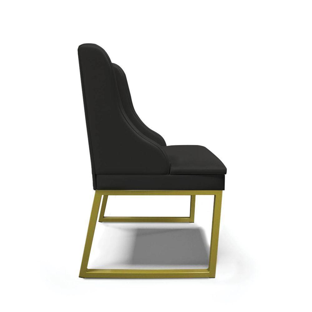 Cadeira Sala De Jantar Industrial Dourado Kit 2 Liz Sintético Pto D03 - D'rossi - 5