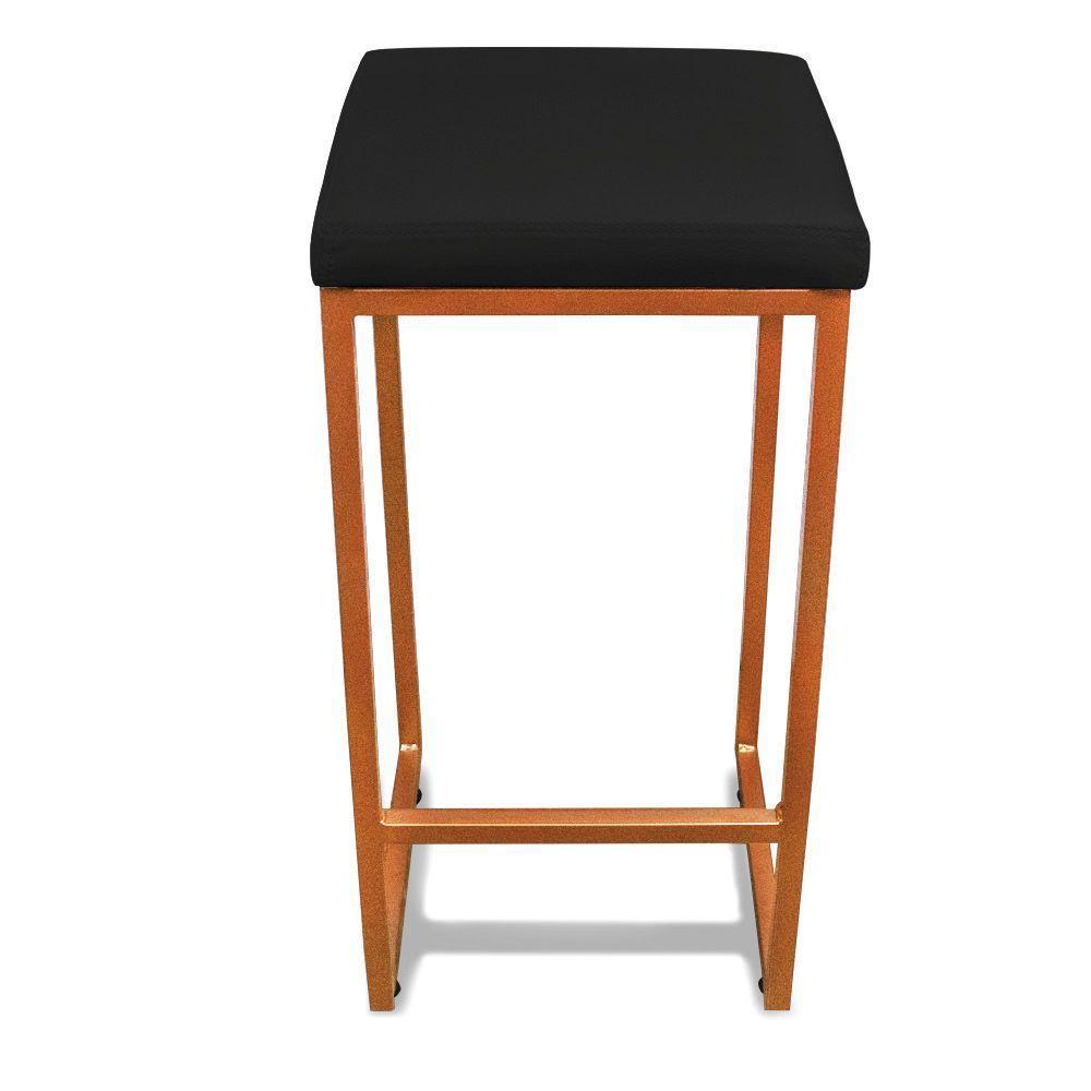 Banqueta Alta Para Cozinha Industrial Nick Bronze E Sintético Preto D03 - D'rossi - 5