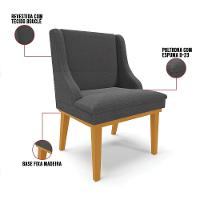 Cadeira Sala De Jantar Base Madeira Castanho Liz Bouclê Grafite D03 - D'rossi - 3