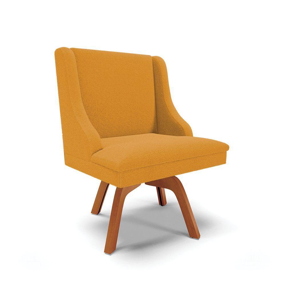 Cadeira Sala De Jantar Giratória Mm35 Liz Bouclê Mostarda D03 - D'rossi - 1