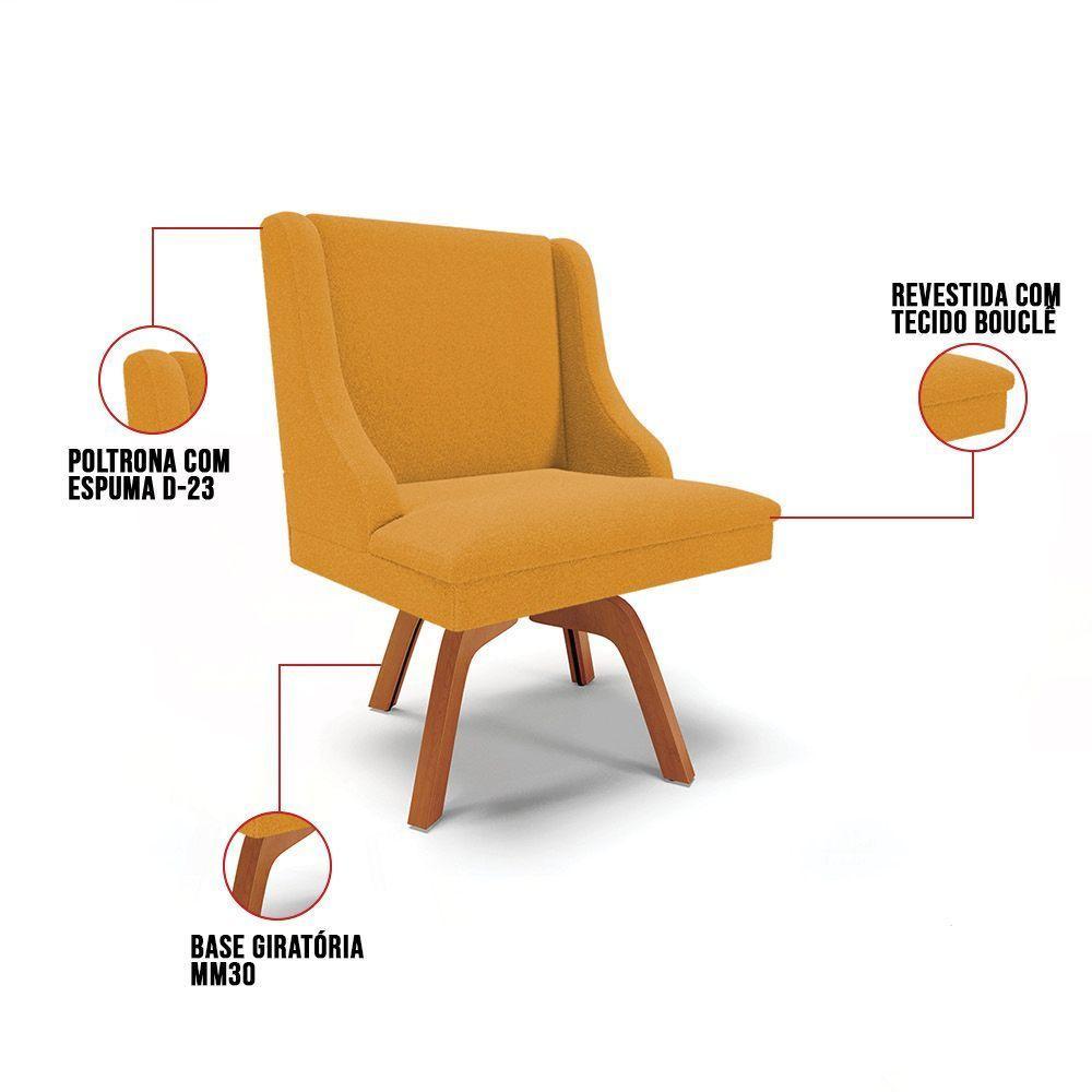 Cadeira Sala De Jantar Giratória Mm35 Liz Bouclê Mostarda D03 - D'rossi - 3
