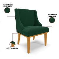 Cadeira Sala De Jantar Base Madeira Castanho Kit 4 Liz Bouclê Verde D03 - D'rossi - 3