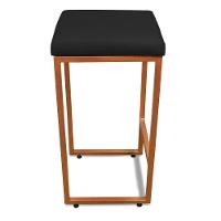 Banqueta Alta Para Cozinha Industrial Kit 2 Nick Bronze E Sintético Preto D03 - D'rossi - 7