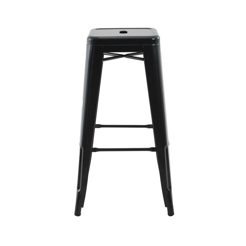 Banqueta De Cozinha Alta Industrial Em Aço Kit 2 Iron Preto R02 - D'rossi - 3
