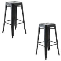 Banqueta De Cozinha Alta Industrial Em Aço Kit 2 Iron Preto R02 - D'rossi - 1