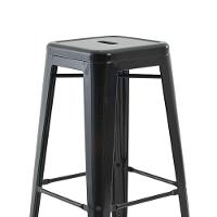 Banqueta De Cozinha Alta Industrial Em Aço Kit 2 Iron Preto R02 - D'rossi