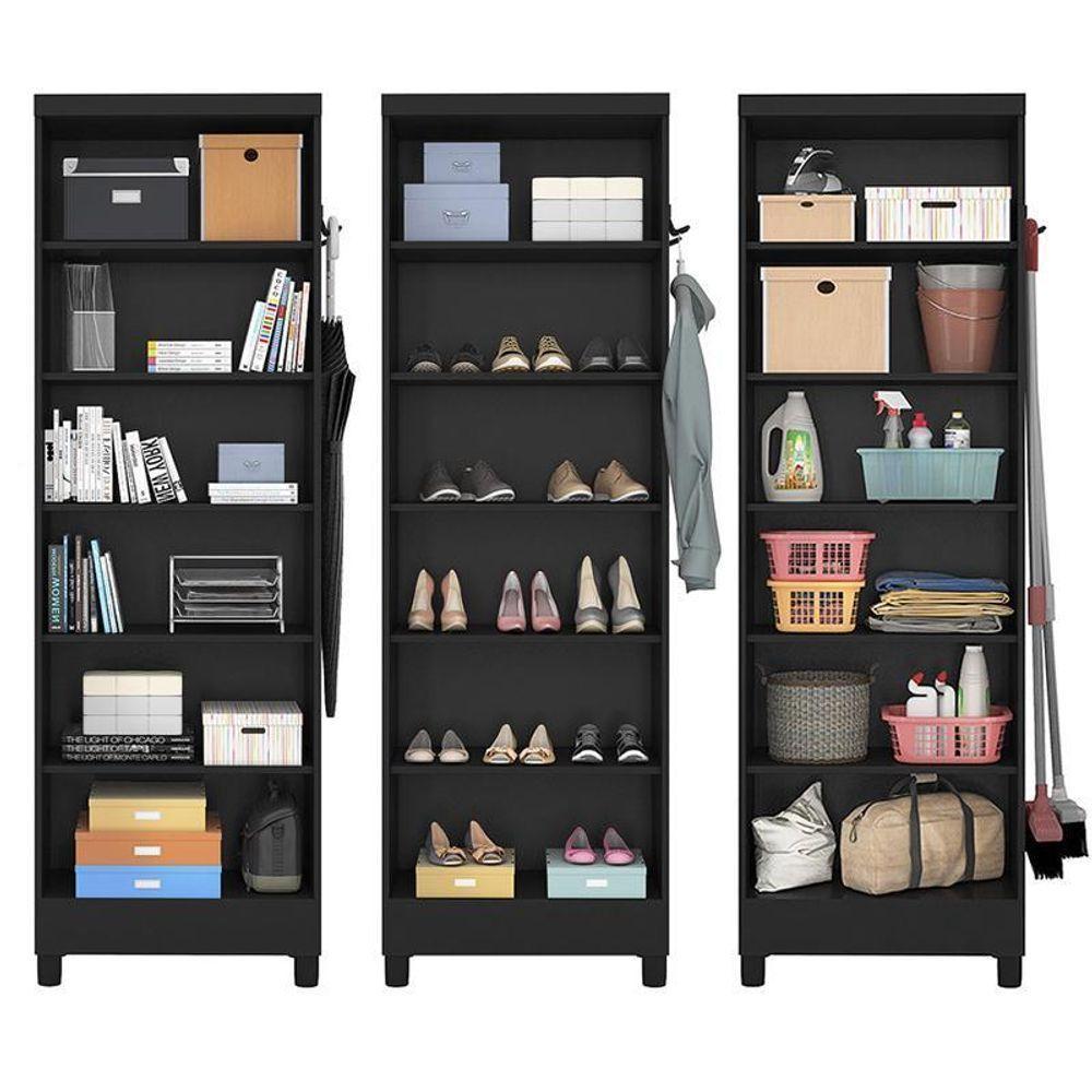 Armário Multiuso 2 Portas 879 Preto Fosco - Qmovi Preto Fosco - 4