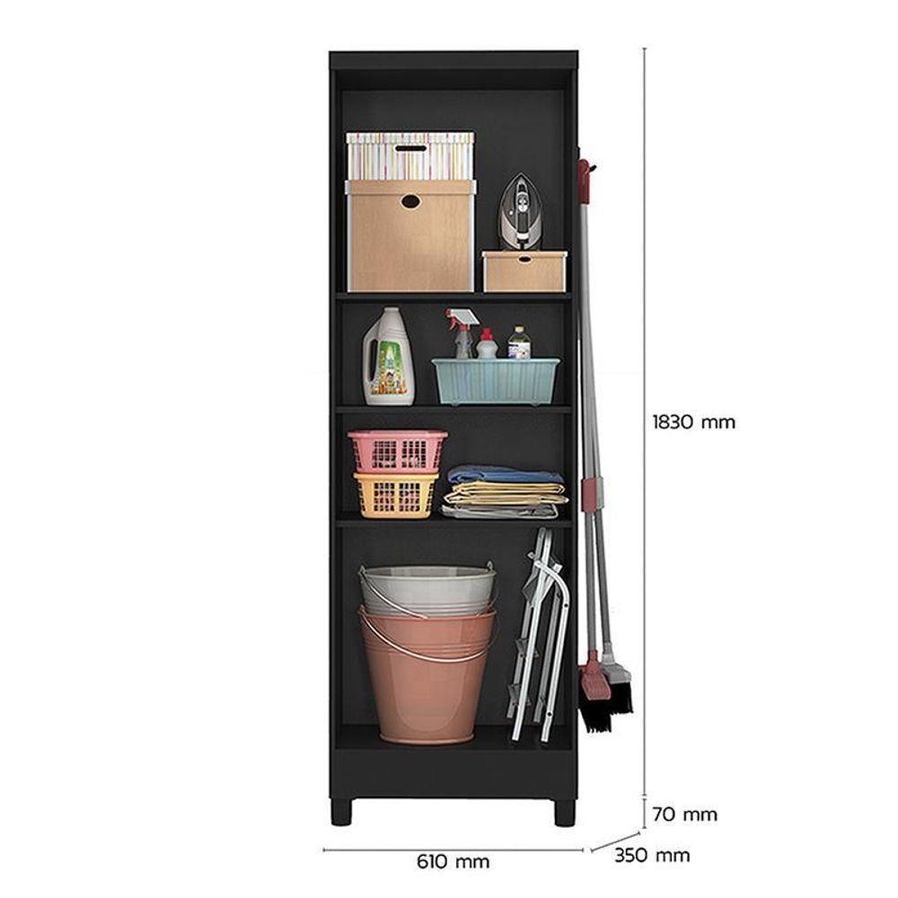 Armário Multiuso 2 Portas 879 Preto Fosco - Qmovi Preto Fosco - 5