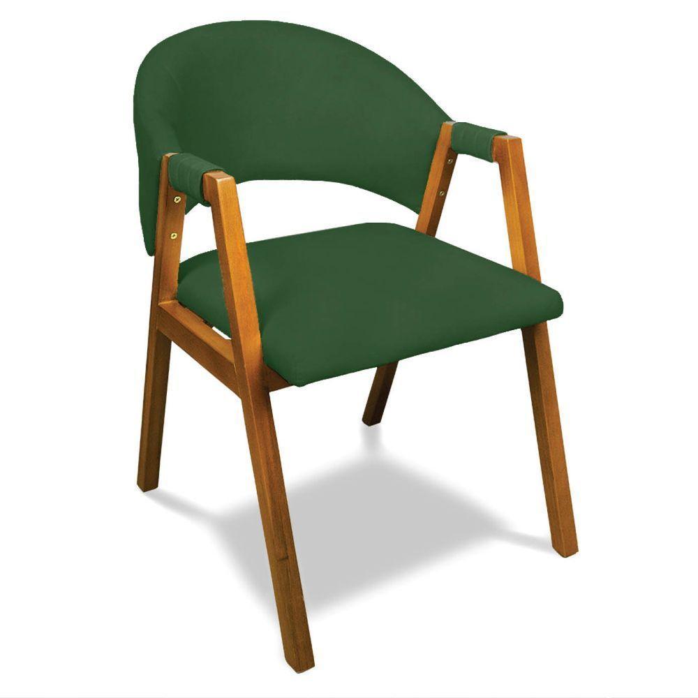 Cadeira Sala De Jantar Em Madeira Yara Suede Verde D03 - D'rossi - 1