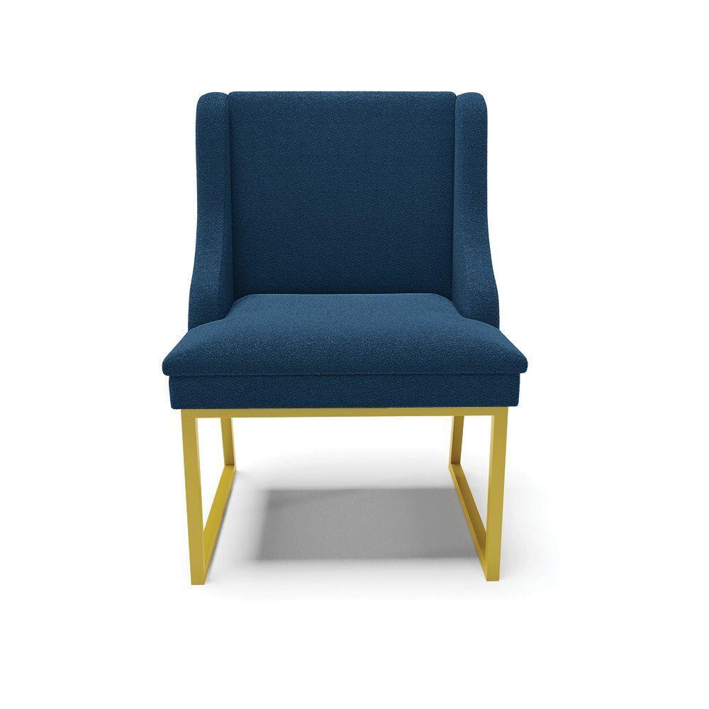 Cadeira Sala De Jantar Industrial Dourado Kit 2 Liz Bouclê Azul D03 - D'rossi - 5