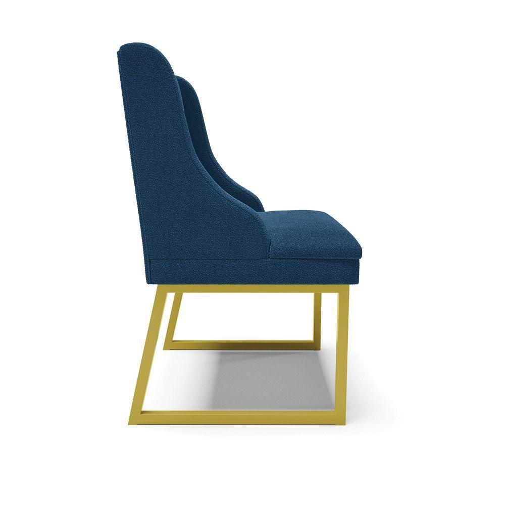 Cadeira Sala De Jantar Industrial Dourado Kit 2 Liz Bouclê Azul D03 - D'rossi - 7