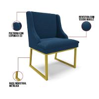 Cadeira Sala De Jantar Industrial Dourado Kit 2 Liz Bouclê Azul D03 - D'rossi - 3