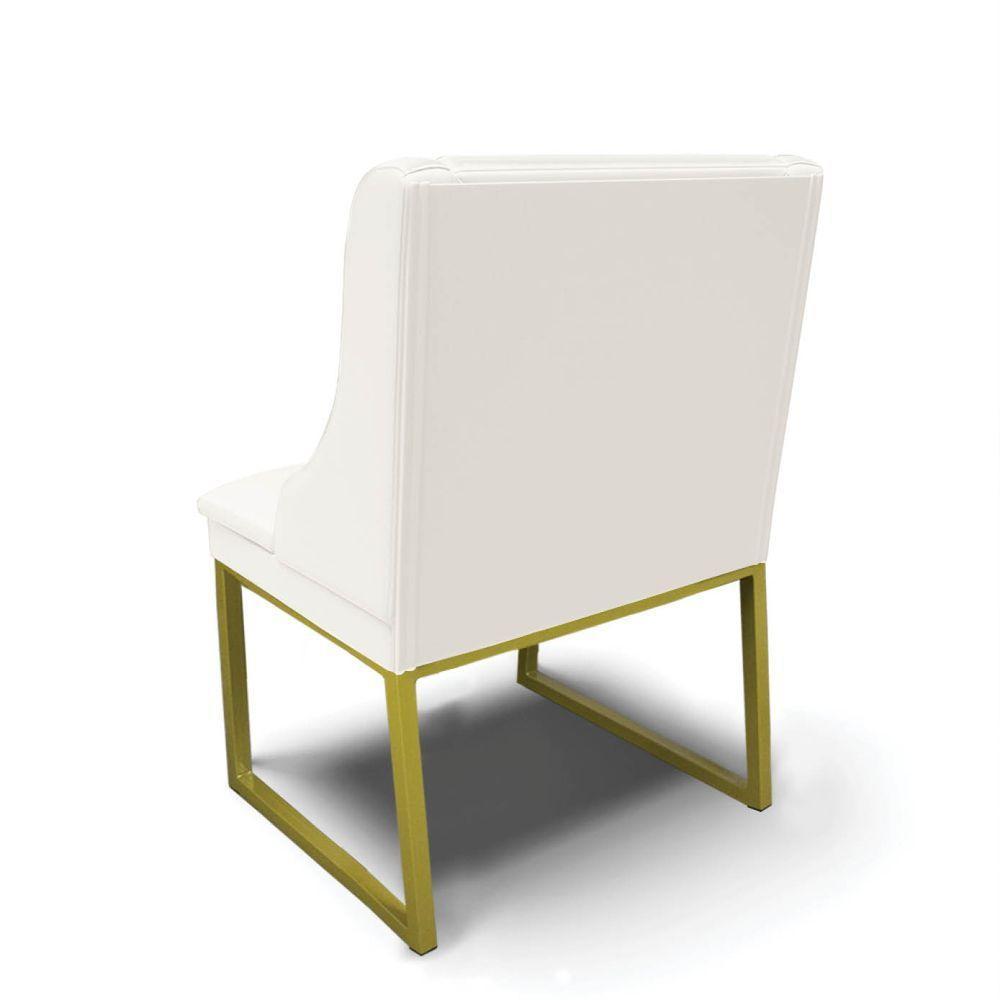 Cadeira Sala De Jantar Industrial Dourado Kit 2 Liz Sintético Bco D03 - D'rossi - 6