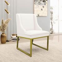 Cadeira Sala De Jantar Industrial Dourado Kit 2 Liz Sintético Bco D03 - D'rossi - 2