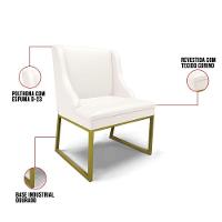 Cadeira Sala De Jantar Industrial Dourado Kit 2 Liz Sintético Bco D03 - D'rossi - 3