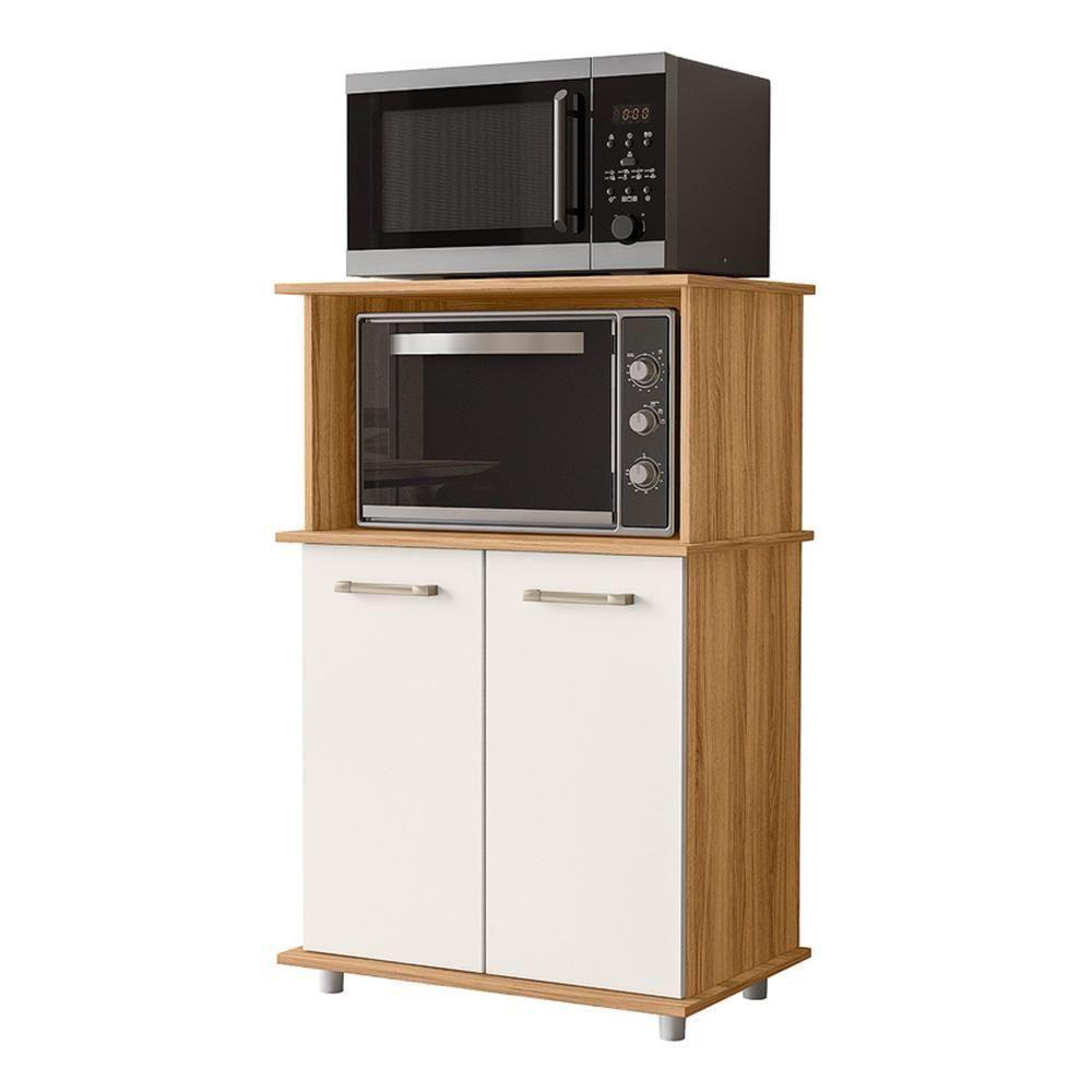 Balcão Multiuso Isis 2 Portas Para Forno E Micro-ondas Freijó-off White Cristal - Nicioli Freijó-off White Cristal - 1